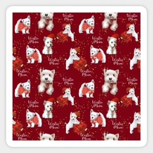 Christmas westies red pattern Sticker